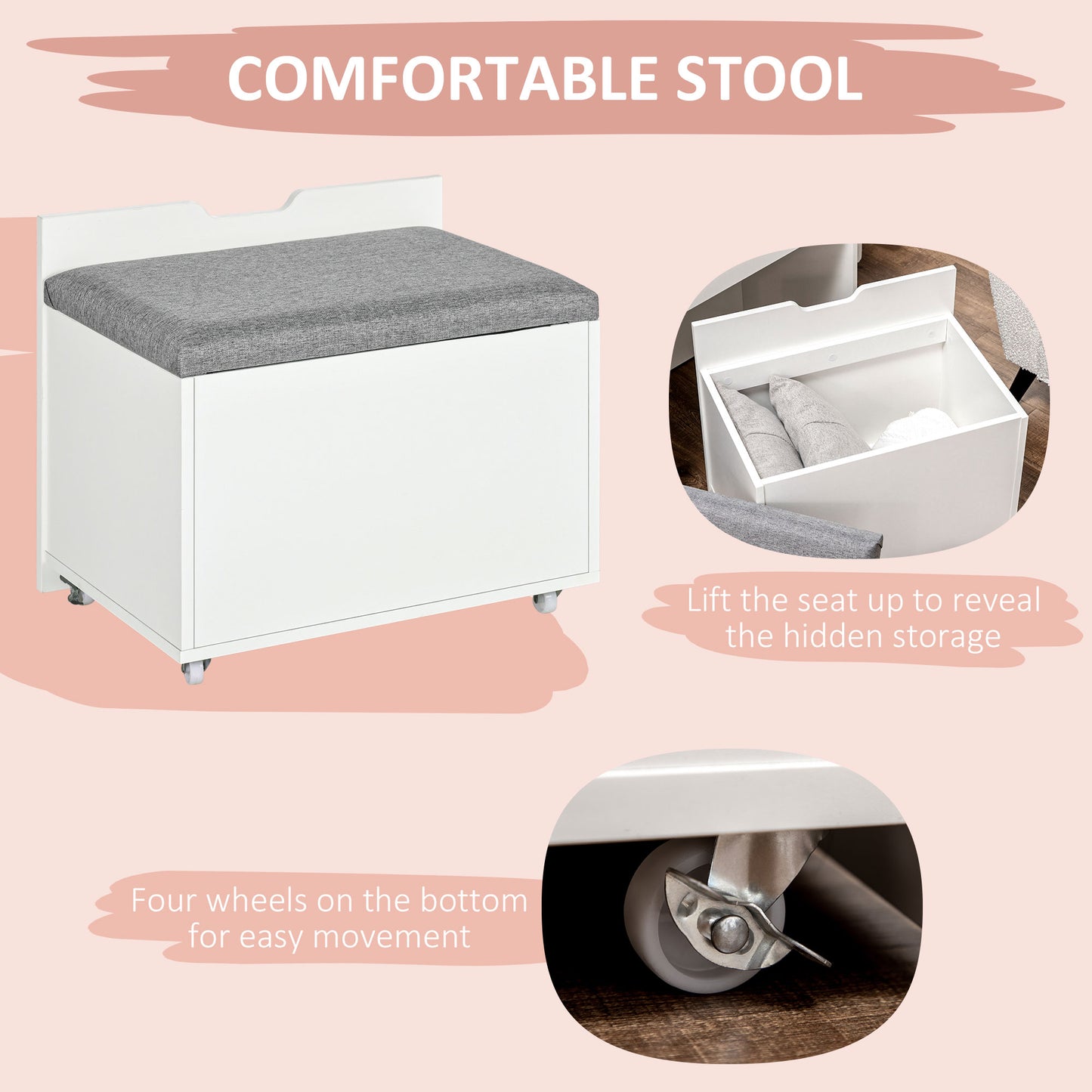 HOMCOM Vanity Set with Flip Top Mirror, Makeup Vanity Desk with Stool, Dressing Table with Drawer and 7 Compartments, White