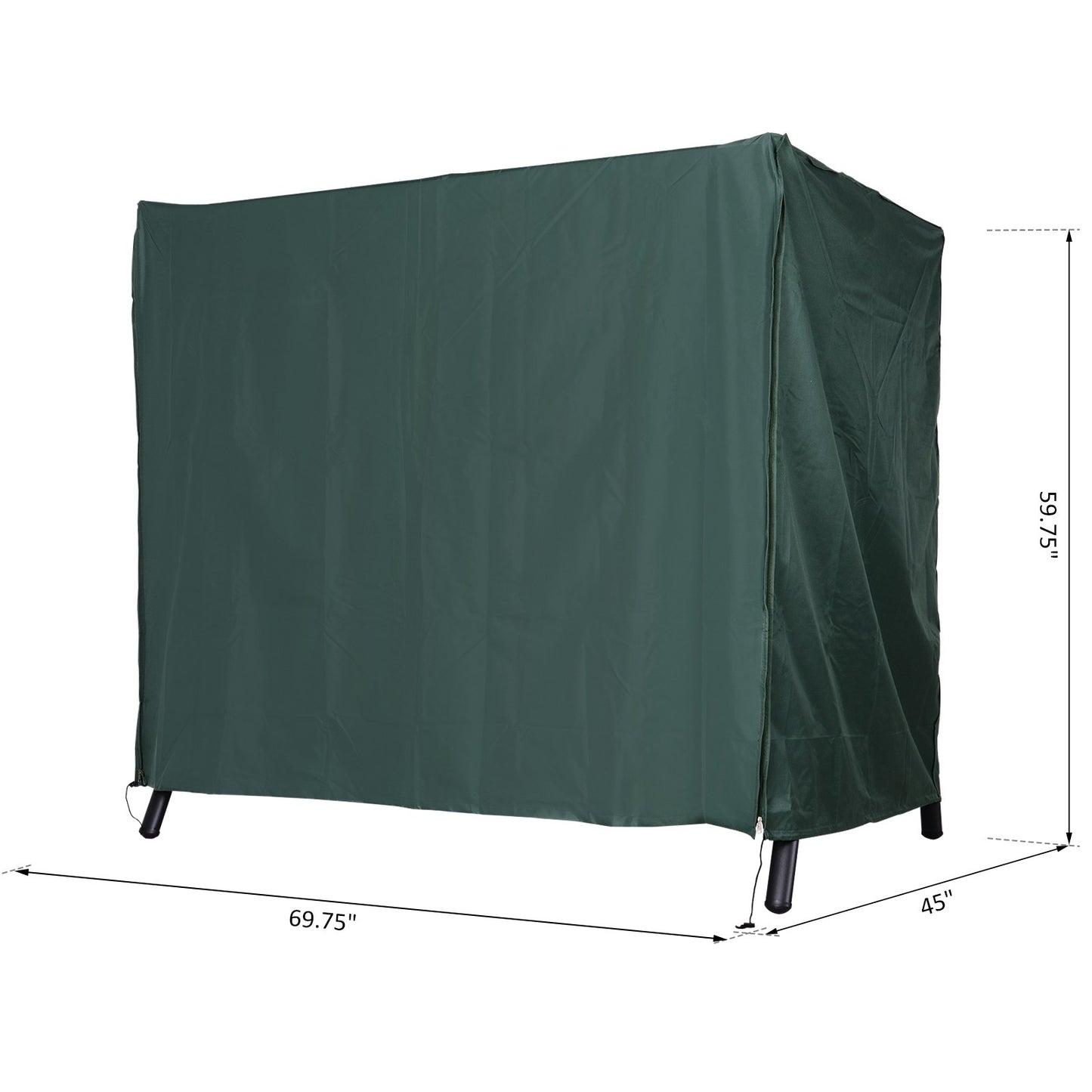 Outsunny Outdoor Swing Cover, Large 3-Seat Patio Swing Chair Hammock Cover UV Resistant Windproof All Weather Protection, Green