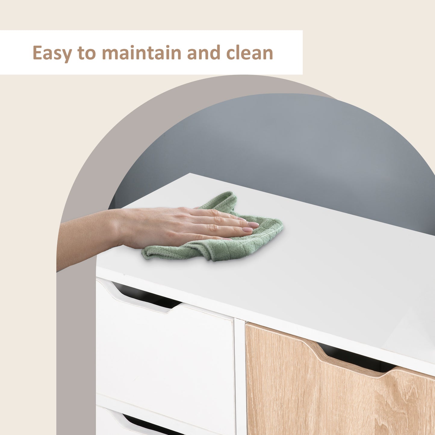 HOMCOM 35" Sideboard Storage Cabinet with Drawer, White and Grey
