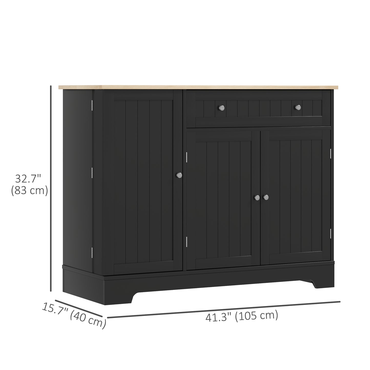 HOMCOM Modern Sideboard Cabinet, 41" Kitchen Buffet Cabinet with Drawer, Adjustable Shelf, 3 Doors for Dining Room, White