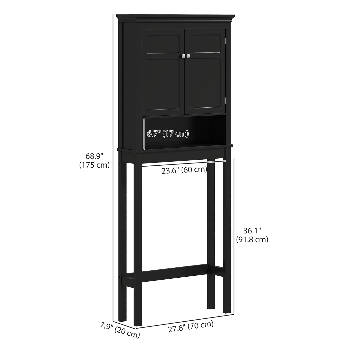 HOMCOM 3-Tier Over Toilet Storage Unit Washing Machine Cabinet Dryer Cabinet with Adjustable Shelf for Bathroom, Laundry