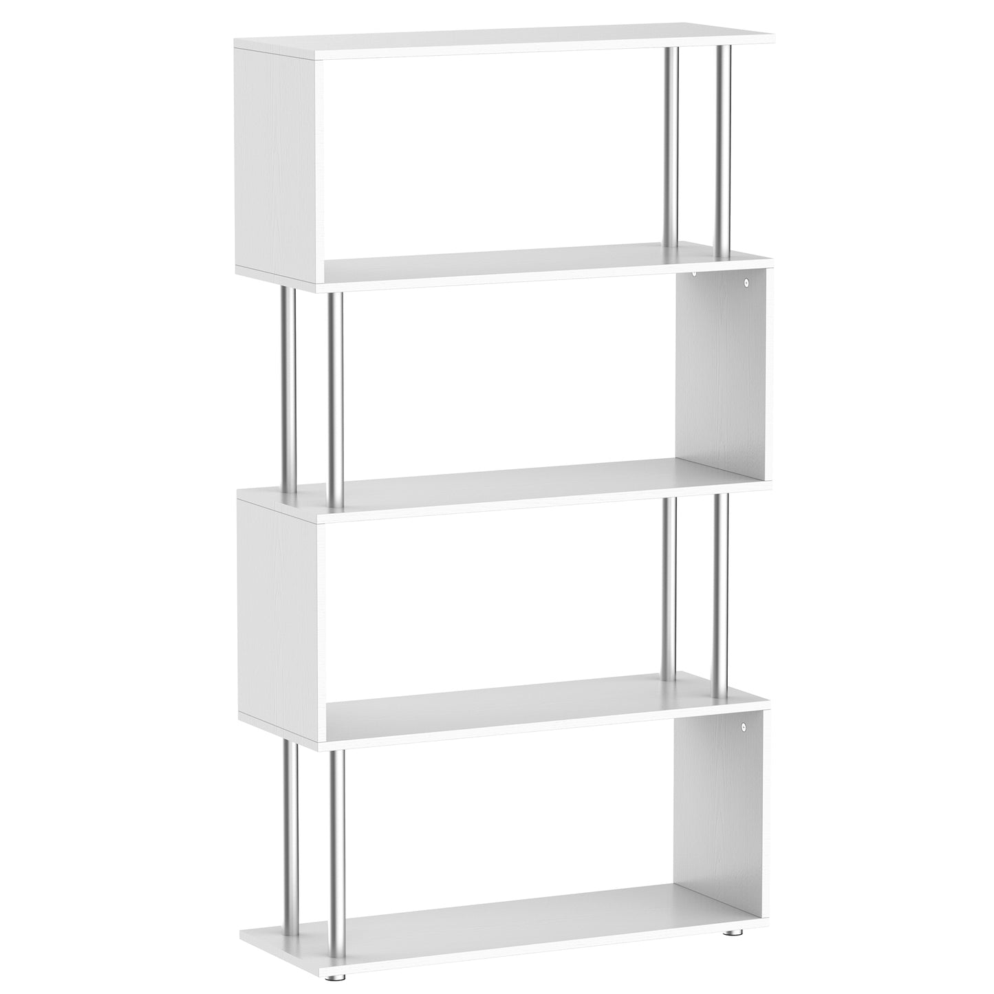 HOMCOM 5-Tiers Geometric Wooden Bookcase S-Shaped Storage Bookshelf Display with Metal Frame for Living Room, Bedroom, Home Office, Black