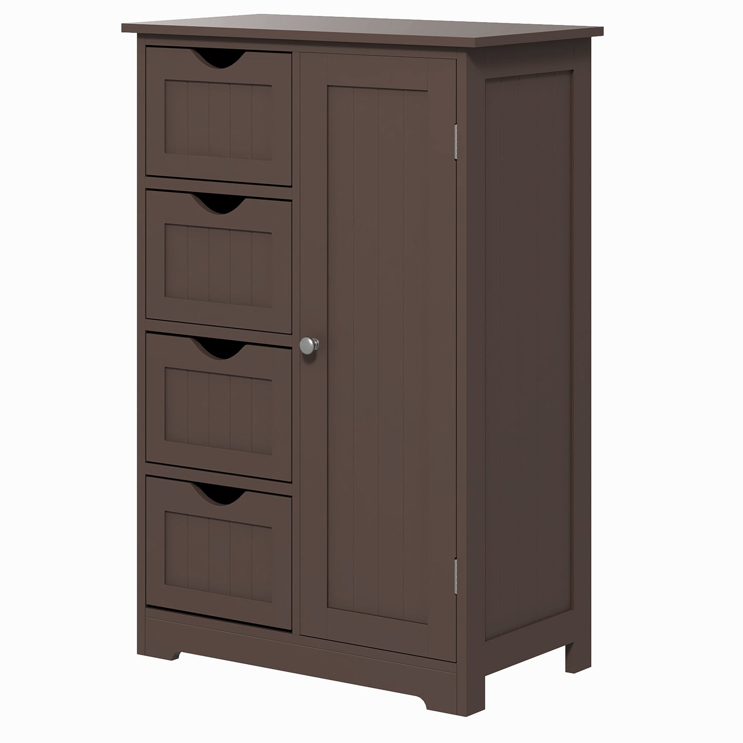 kleankin Bathroom Storage Cabinet, Floor Cabinet with Adjustable Shelf and 4 Drawers, Side Cabinet for Washroom, White