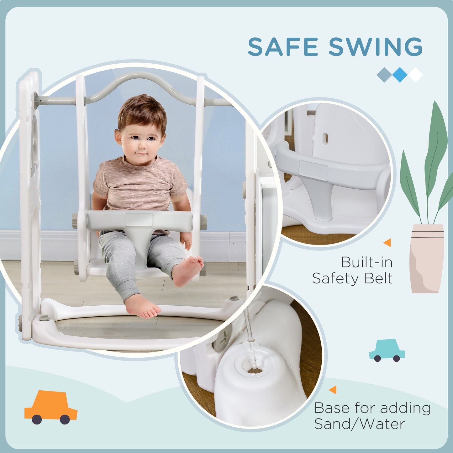 Qaba 4 in 1 Toddler Slide with Basketball Hoop, Climber, Telescope, Storage Basket, for 1-3 Years Kids Indoor Use, Yellow