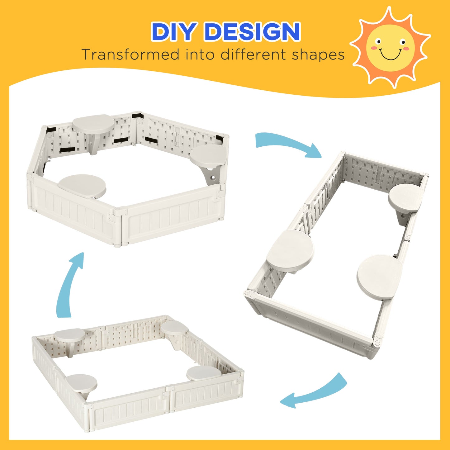 Outsunny Kids Outdoor Sandbox with Canopy, Bottom Fabric Liner, Brown