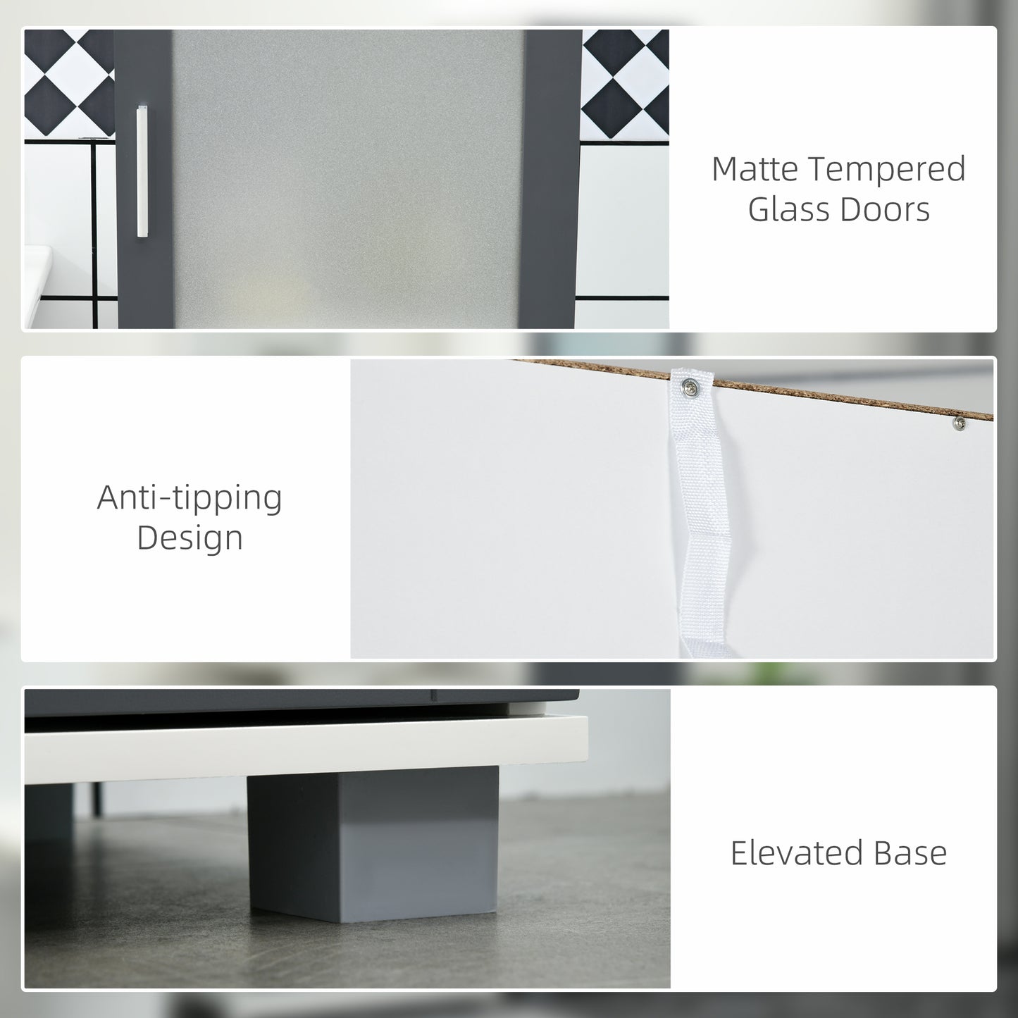 kleankin 75" Tall Bathroom Storage Cabinet, Narrow Bathroom Cabinets with Matte Glass Doors and 5-tier Shelving, White