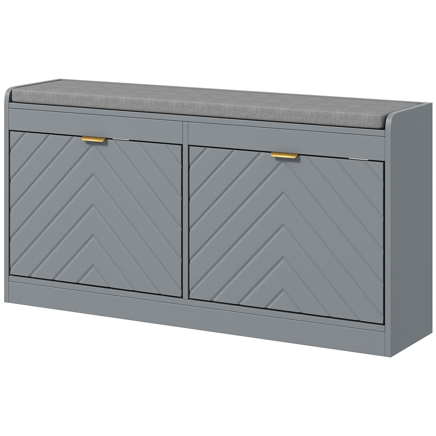 HOMCOM Shoe Storage with Seat, Upholstered Hallway Bench, Shoe Bench with 2 Flip Drawers and 4 Vents for 8 Pairs of Shoes