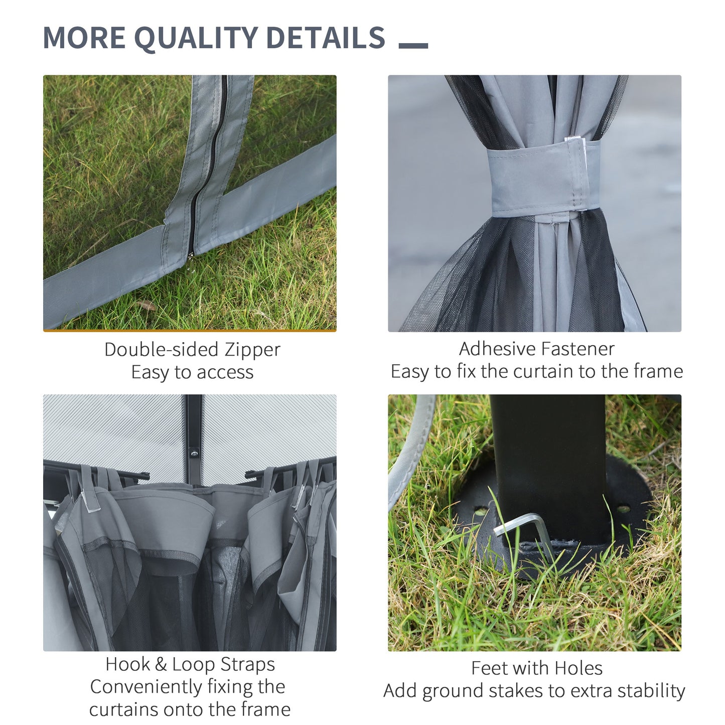 Outsunny 9.8' x 9.8' Garden Aluminium Gazebo Hardtop Roof Canopy Marquee Party Tent Patio Outdoor Shelter with Mesh Curtains & Side Walls, Grey
