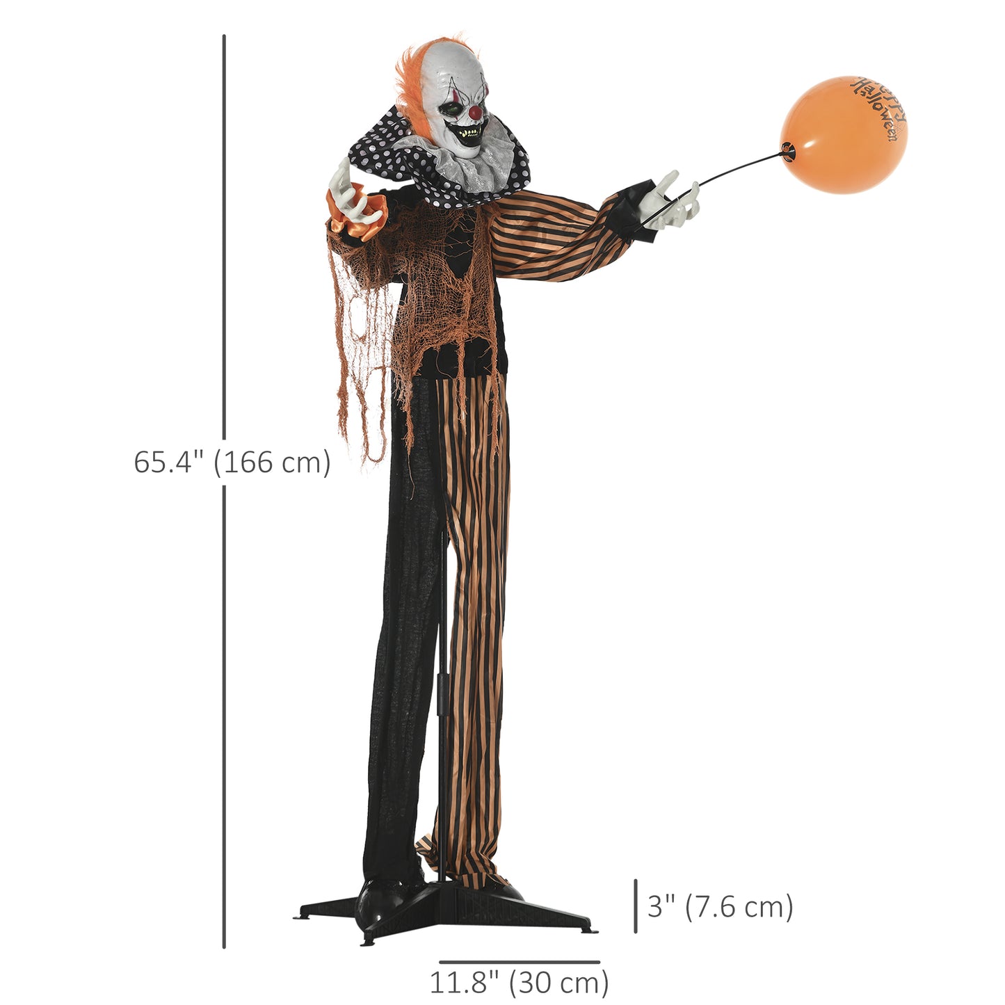 Outsunny 5ft Life Size Outdoor Halloween Decoration, Talking Circus Clown with Sound and Motion Activated, Light Up Eyes