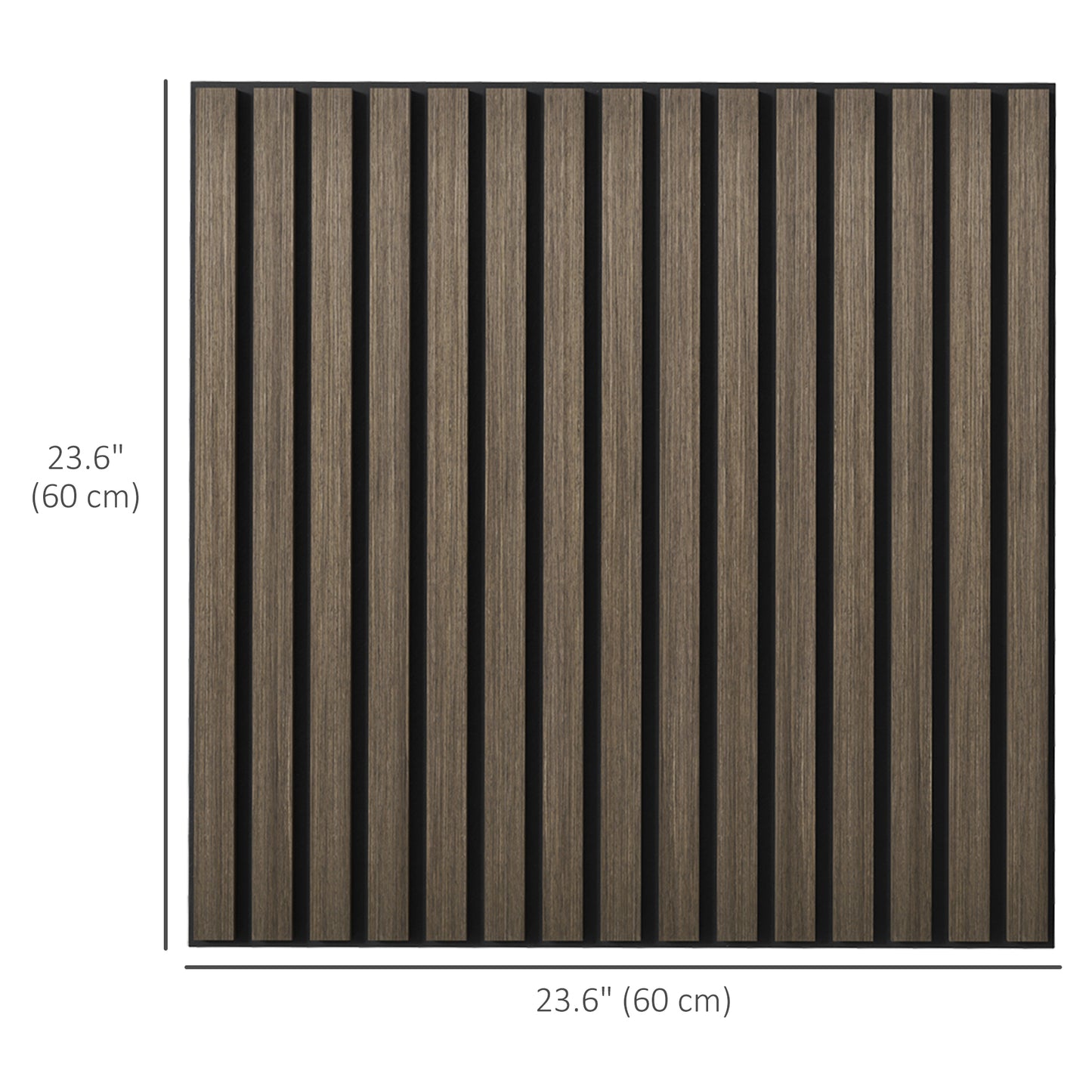 HOMCOM 24"x24" Wood Panels for Wall, 4 Pack Acoustic Panels, Sound Absorbing Slat Wall For Interior Wall Decor, Home, Grey