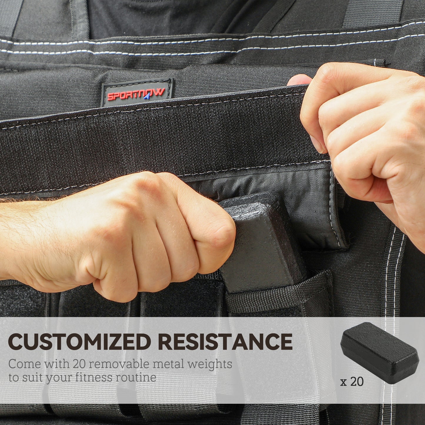Soozier 44LBS Adjustable Weighted Vest, Weight Vest with Reflective Strips, Snug Fit for Men Women Running Strength Training