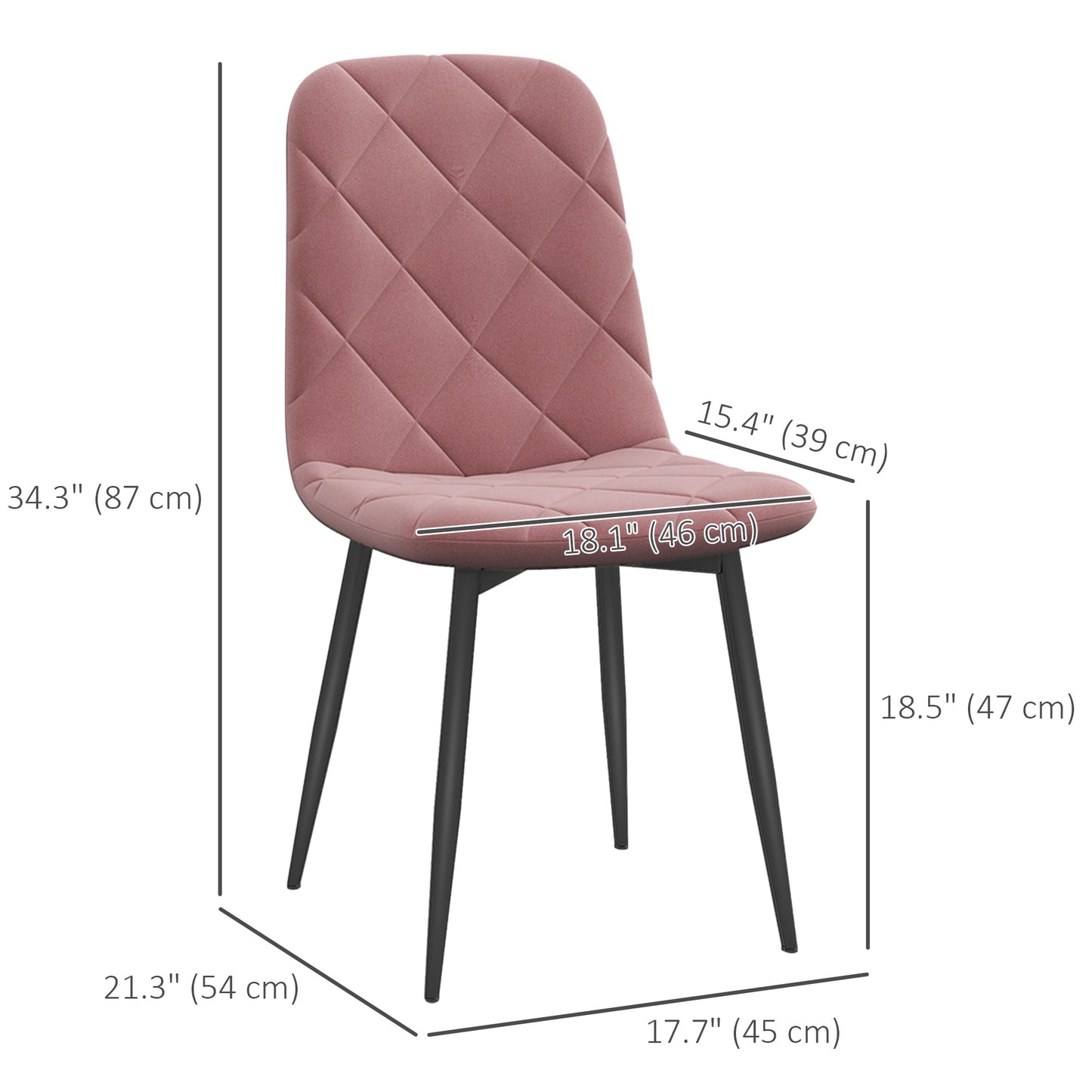 HOMCOM Dining Chairs Set of 4, Upholstered Dining Room Chairs with Steel Legs, Modern Kitchen Chair for Dining Room, Grey