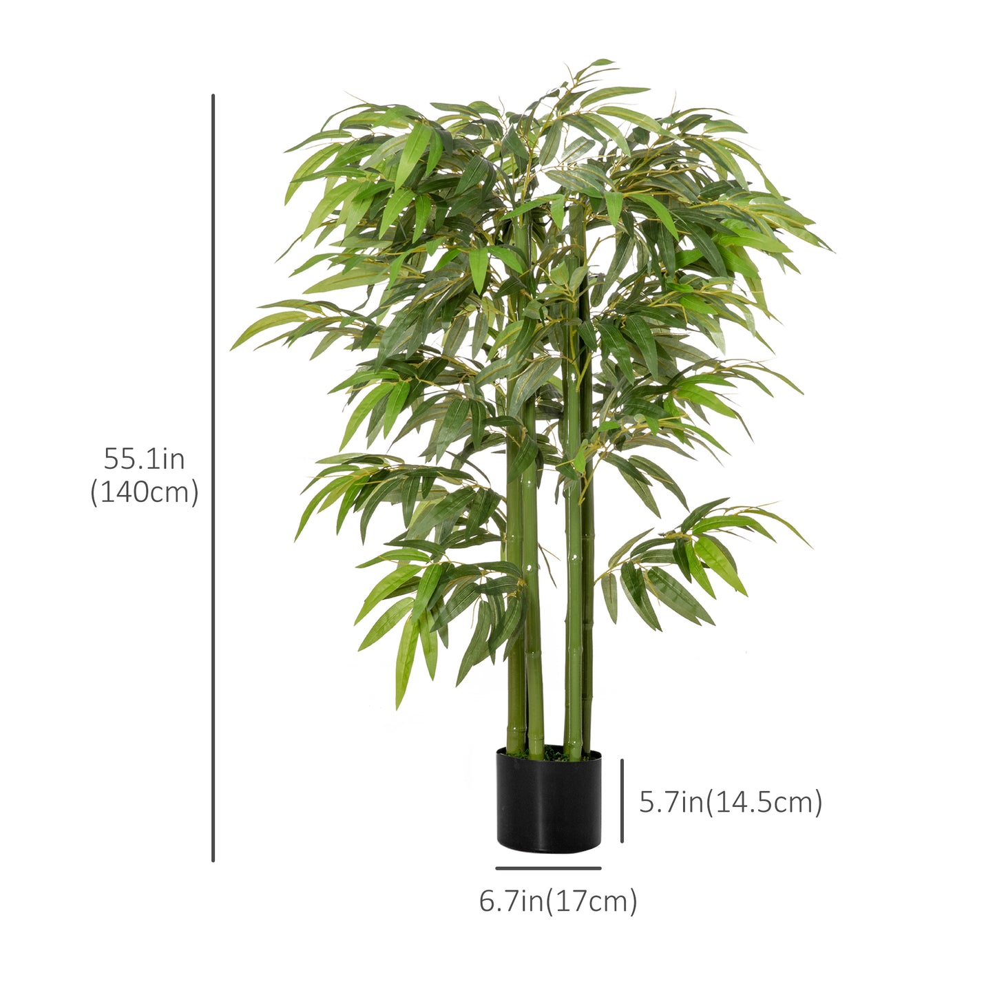 HOMCOM Set of 2 4.5FT Artificial Bamboo Tree Faux Decorative Plant in Nursery Pot for Indoor Outdoor Décor