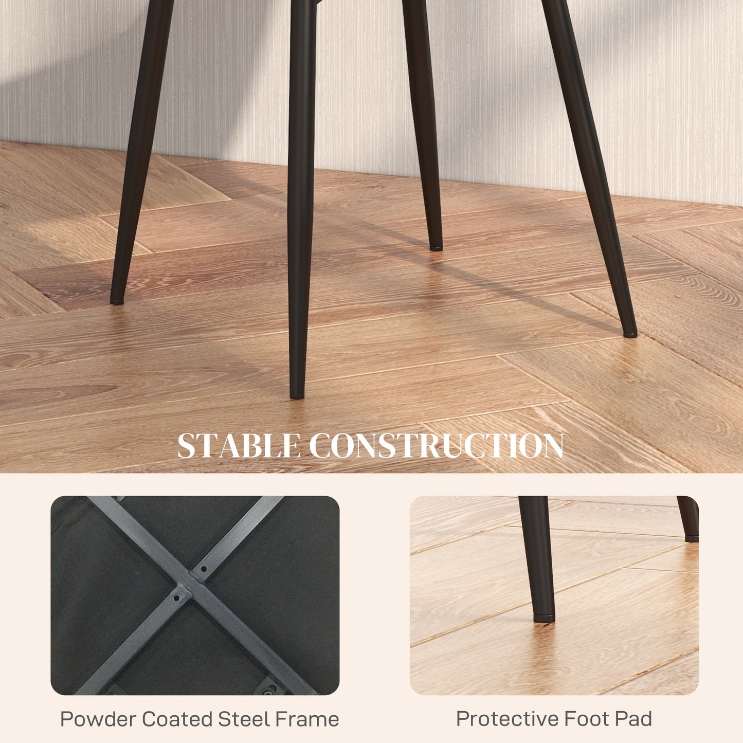 HOMCOM Dining Chairs Set of 4, Upholstered Dining Room Chairs with Steel Legs, Modern Kitchen Chair for Dining Room, Grey