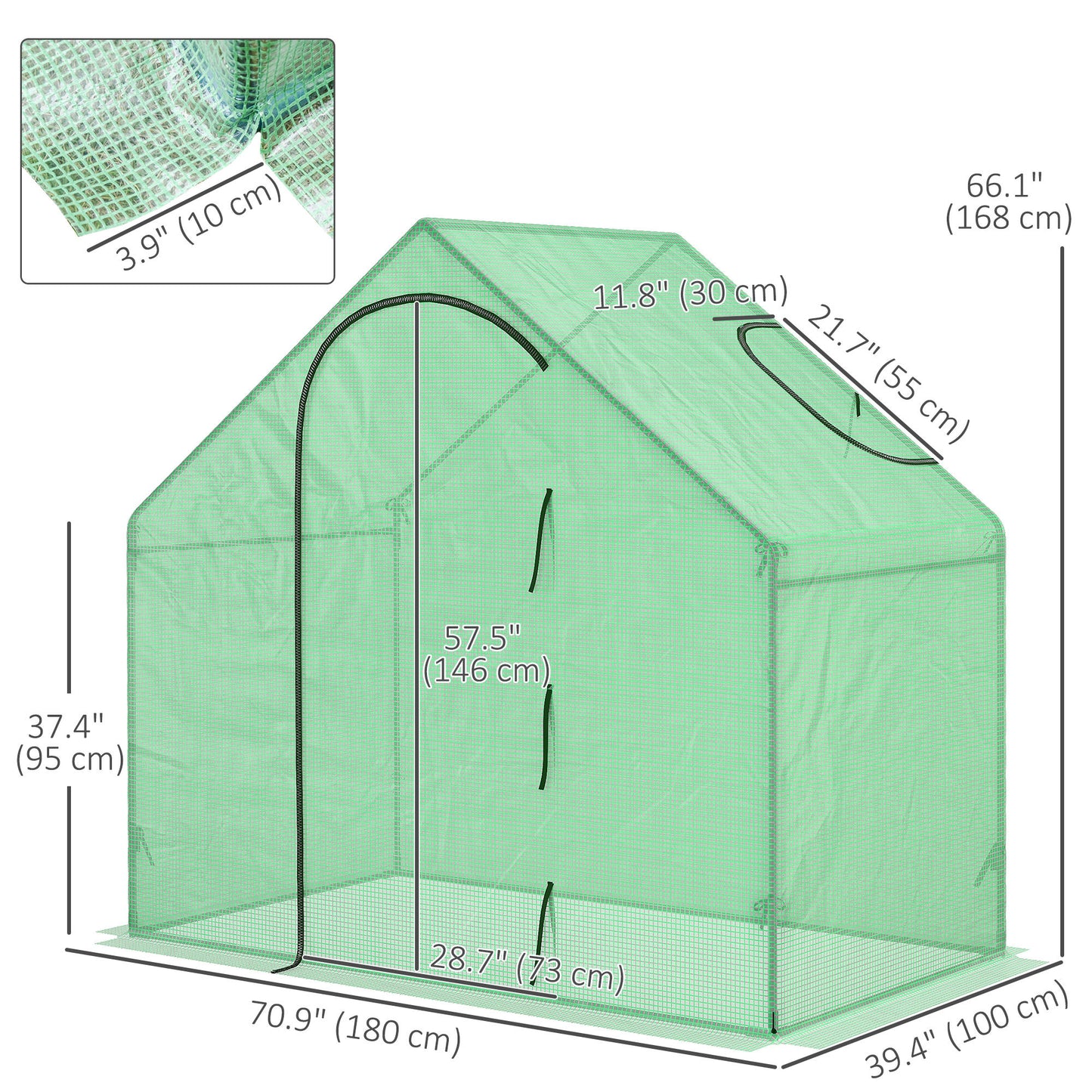 Outsunny 6 x 3.3 x 5.5ft Walk-in Garden Greenhouse with Door & Top Window, Portable Mini Greenhouse for Plants Flowers Herbs Tomatoes, Outdoor Hot House Growing Tent with Steel Frame & PE Cover