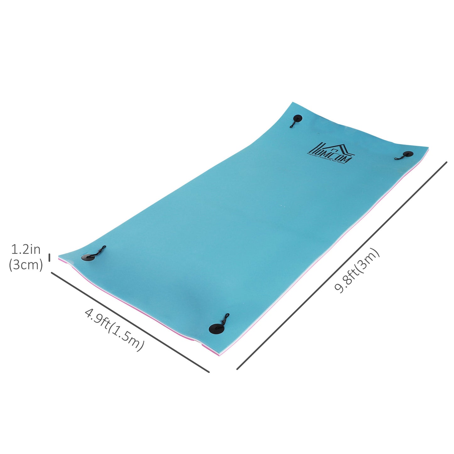 HOMCOM 10x5ft Floating Mat Floating Lily Pad Water Carpet Float Aqua Mat Water Recreation and Relaxing in Lake, River, Beach, Swimming Pool, Blue