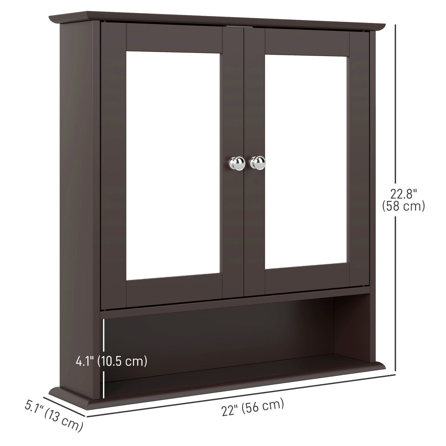 kleankin Medicine Cabinet, Wall-Mounted Bathroom Mirror Cabinet with Double Doors, Open Shelf, and Adjustable Shelf, Modern Bathroom Wall Cabinet, White