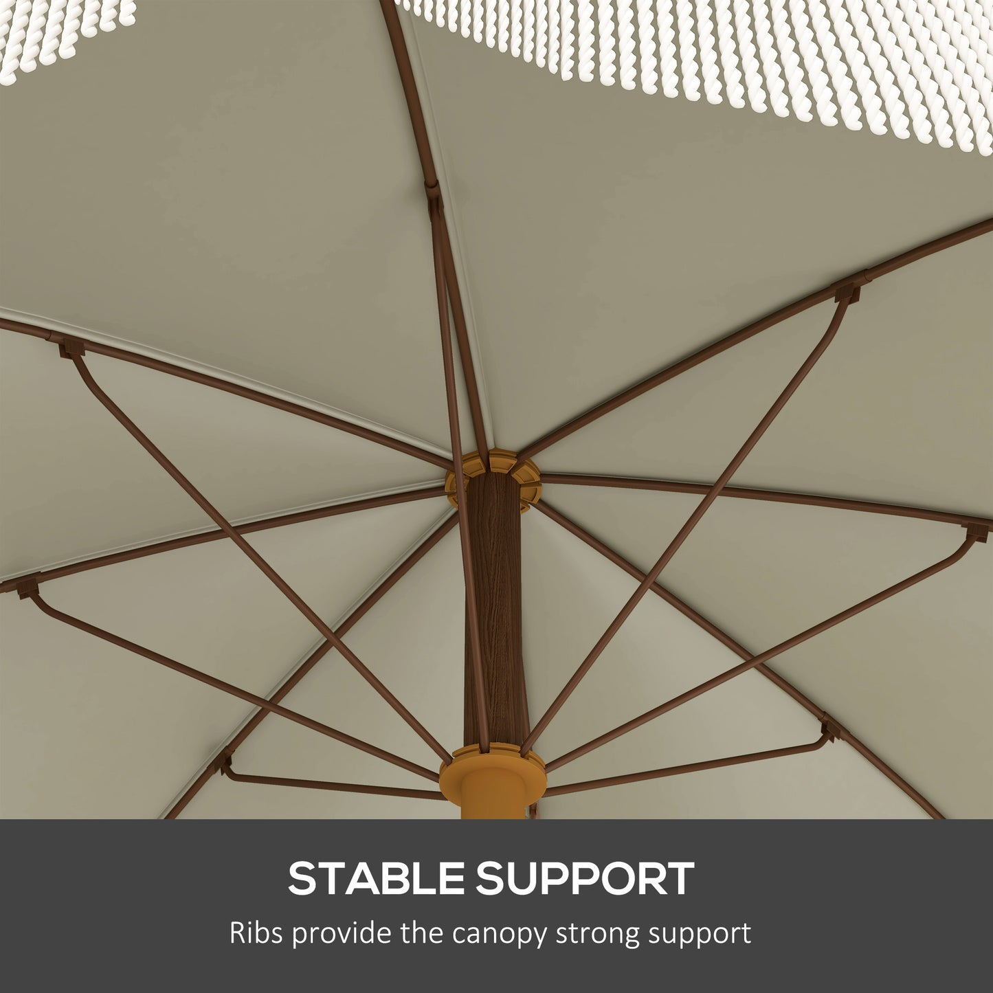 Outsunny 6.2' Beach Umbrella for Travel, Vent, Ruffles, Carry Bag, Portable Outdoor Umbrella for Garden, Light Green