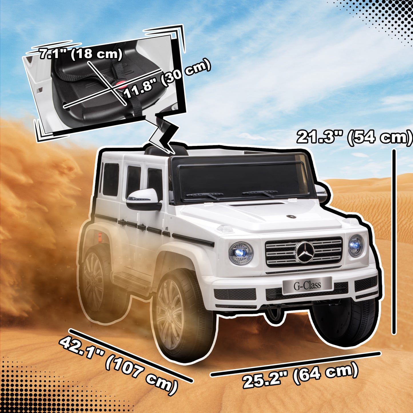 Aosom Mercedes Benz G500 Licensed 12V Kids Ride on Car with Remote Control, Music, Lights, MP3 for 37-96 months, Black