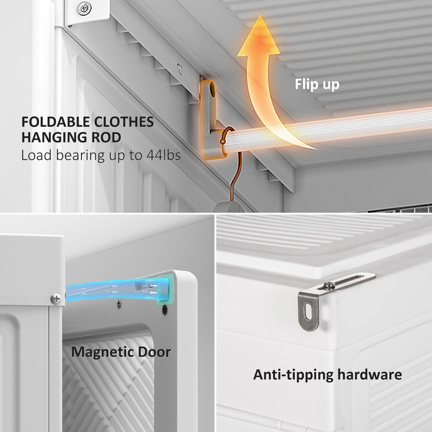 HOMCOM Portable Wardrobe Closet, Folding Bedroom Wardrobe, Clothes Storage Organizer with Cube Compartments, White