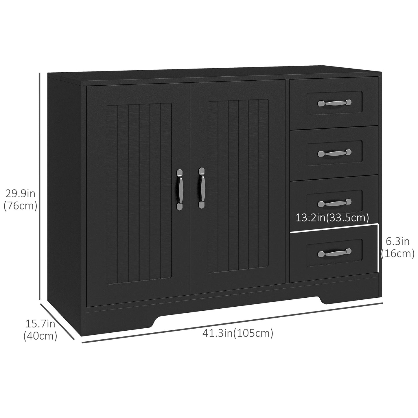 HOMCOM Modern Sideboard Buffet Cabinet with Drawers and Beadboard Door Cupboard Kitchen Storage Cabinet White