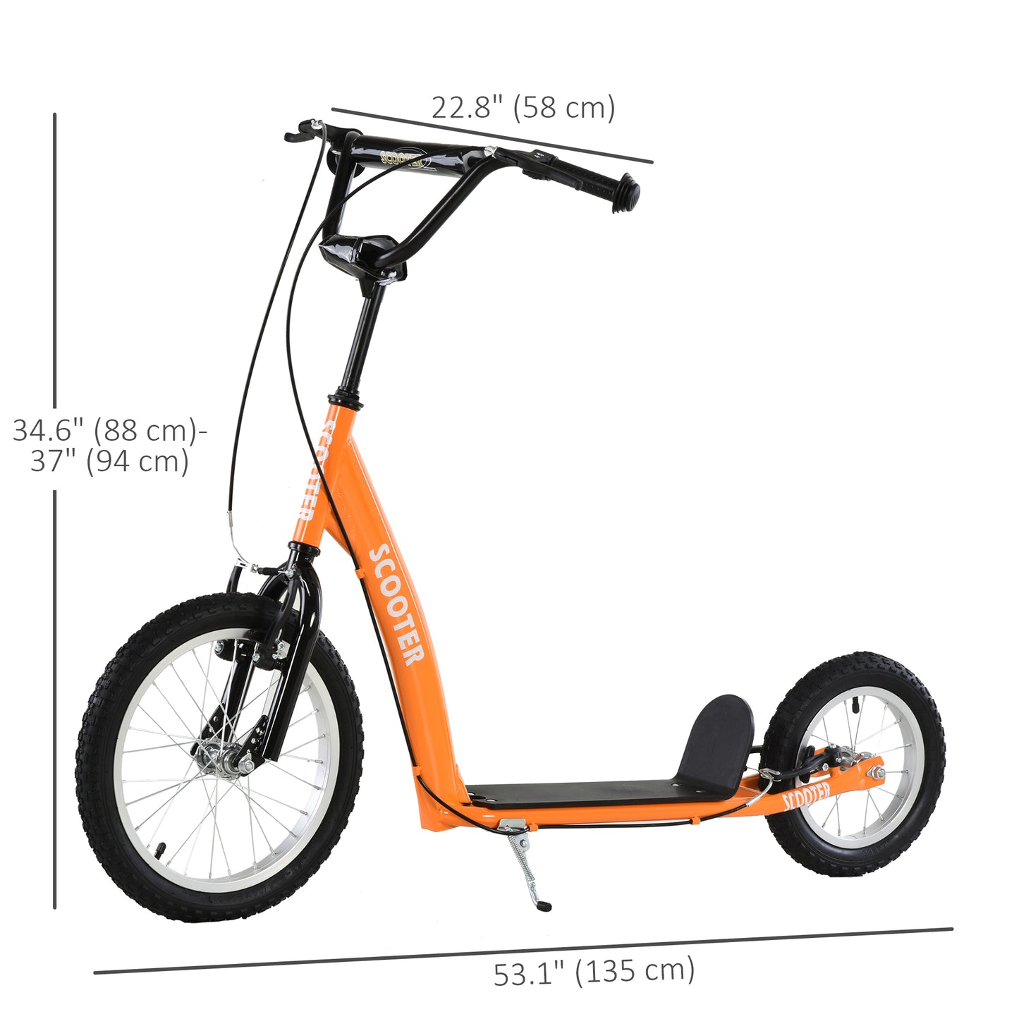 Aosom Kids Scooter with Adjustable Handlebar, Youth Kick Scooter with Dual Brakes, Inflatable Wheels, for Age 5+, Blue