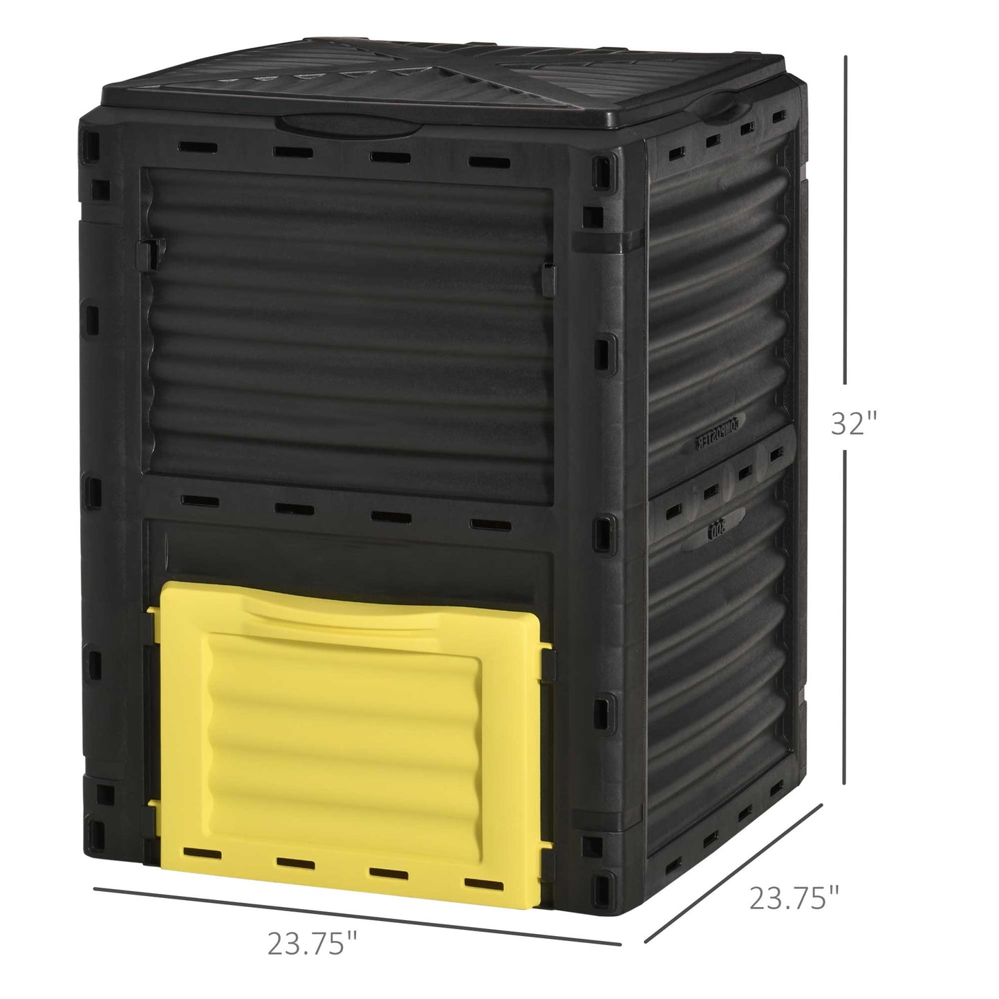 Outsunny Garden Compost Bin Large Outdoor Compost Container 80 Gallon Fast Creation of Fertile Soil Aerating Compost Box, Easy Assembly, Black