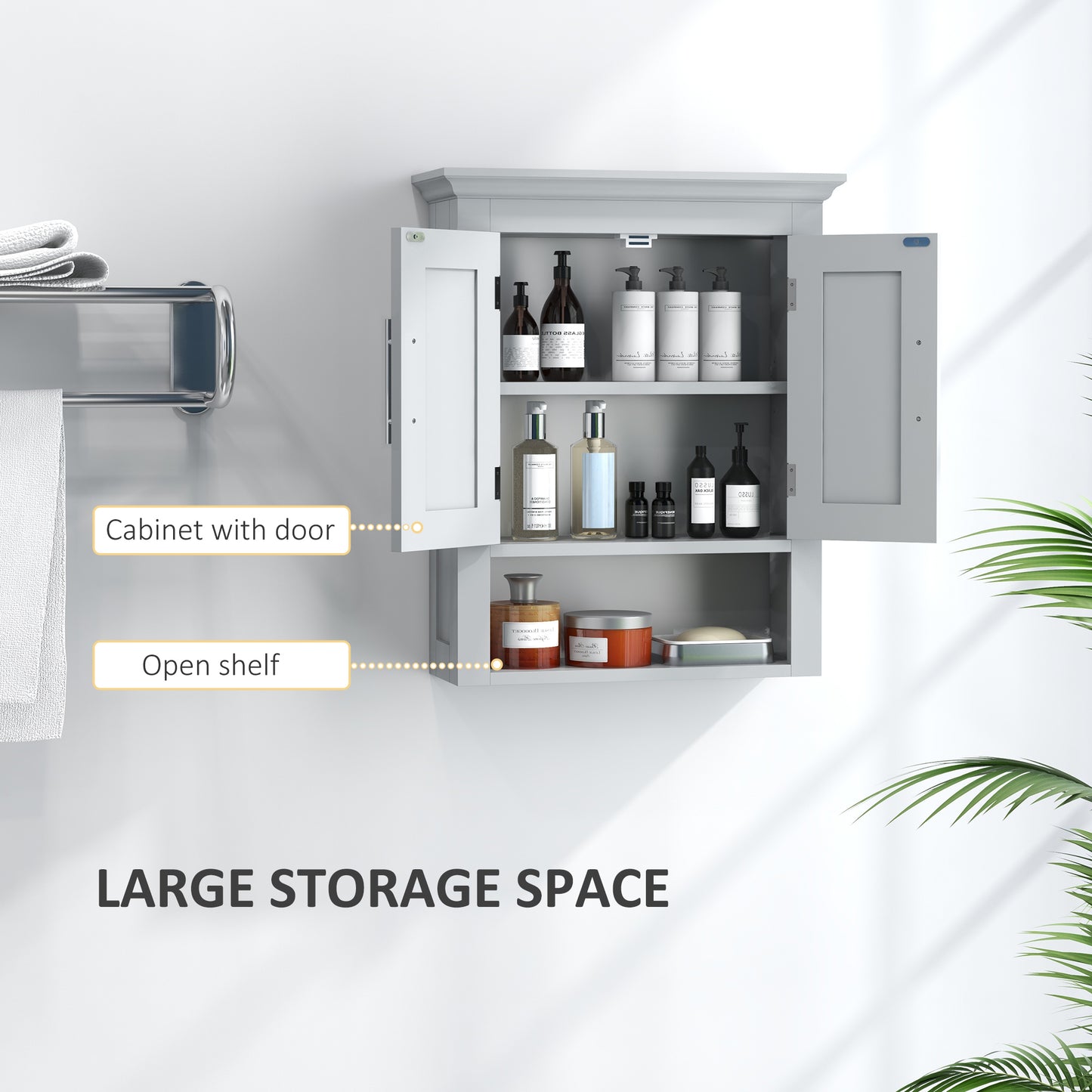 kleankin Bathroom Wall Cabinet, Medicine Cabinet, Toilet Storage Cabinet with Shelf for Living Room and Entryway, White