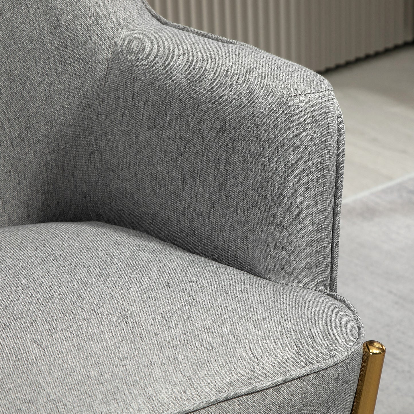 HOMCOM Fabric Armchair, Modern Accent Chair with Metal Legs for Living Room, Bedroom, Home Office, Cream White