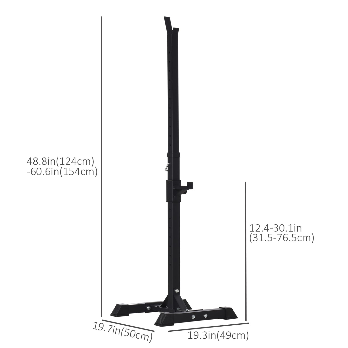 Soozier Adjustable Barbell Rack Stable Power Squat Stand Portable 2 Bars Barbell Holder Weight Rack, Black and White
