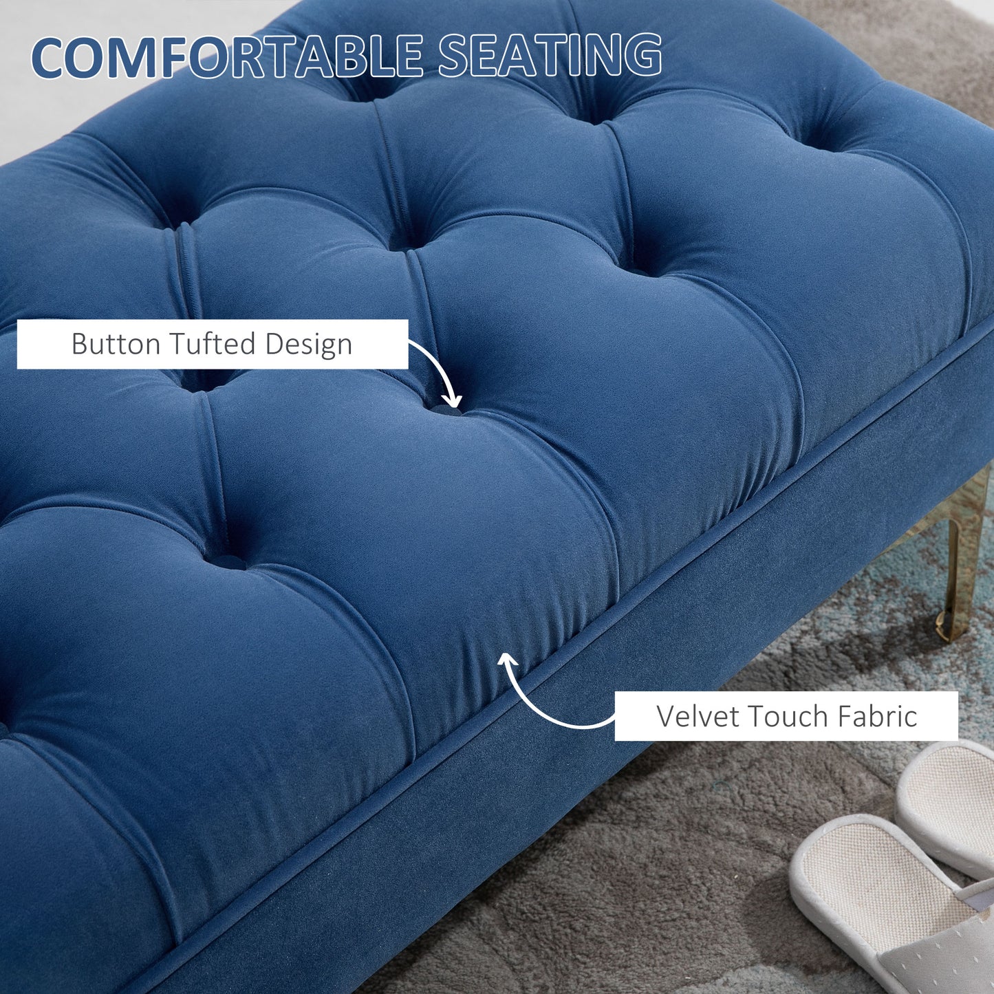 HOMCOM End of Bed Bench, Upholstered Bench, Entryway Shoe Bench with Button Tufted for Living Room, Bedroom, Grey