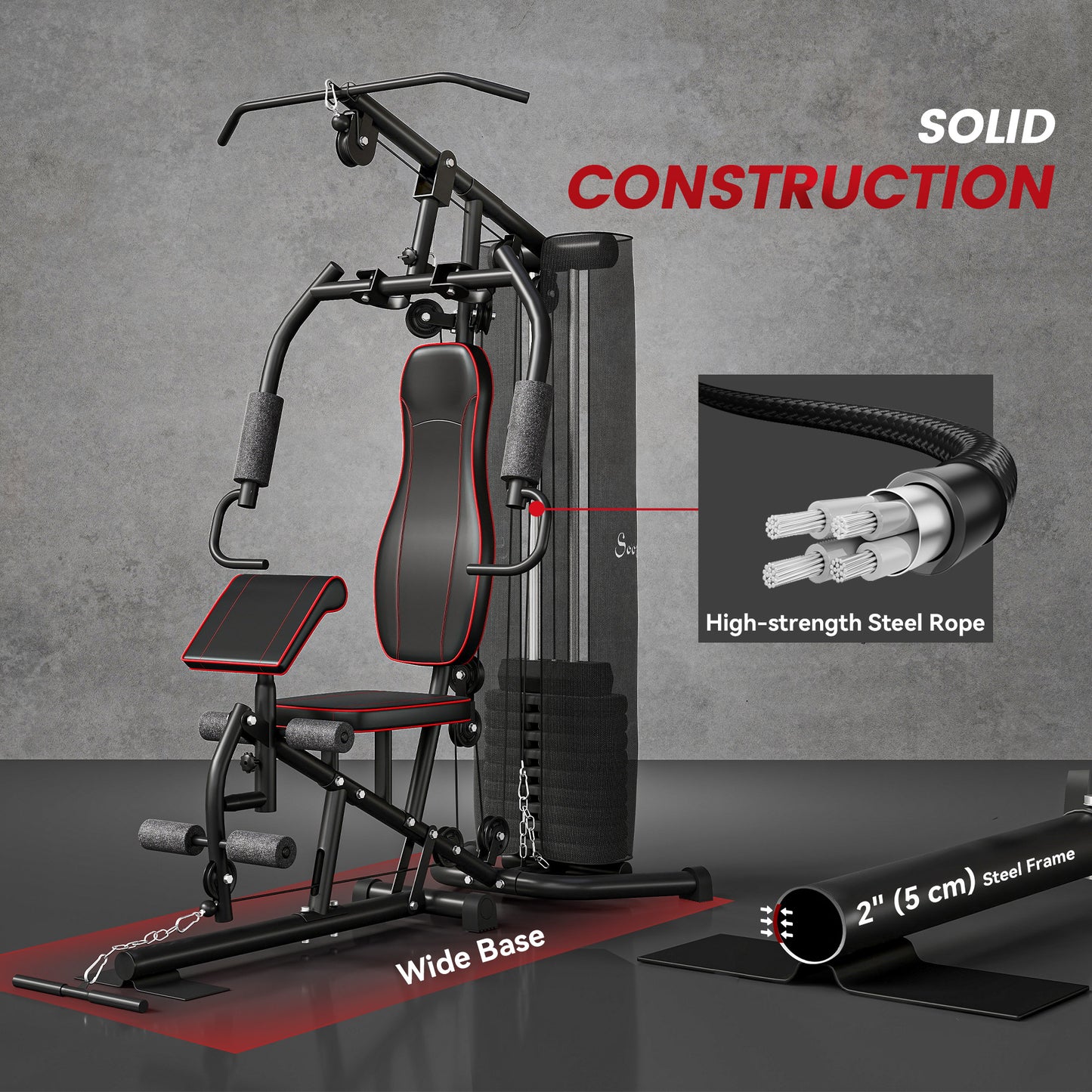 Soozier Multi-Exercise Home Gym Station with 99lbs Weight Stack, for Full Body Workout