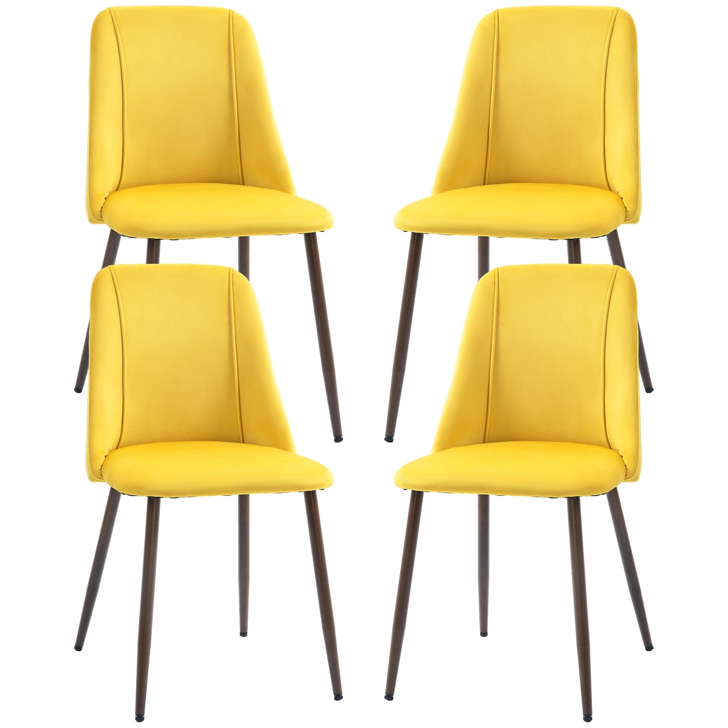 HOMCOM Upholstered Dining Chairs Set of 6, Velvet Accent Chair with Back and Wood-grain Steel Leg for Kitchen, Grey