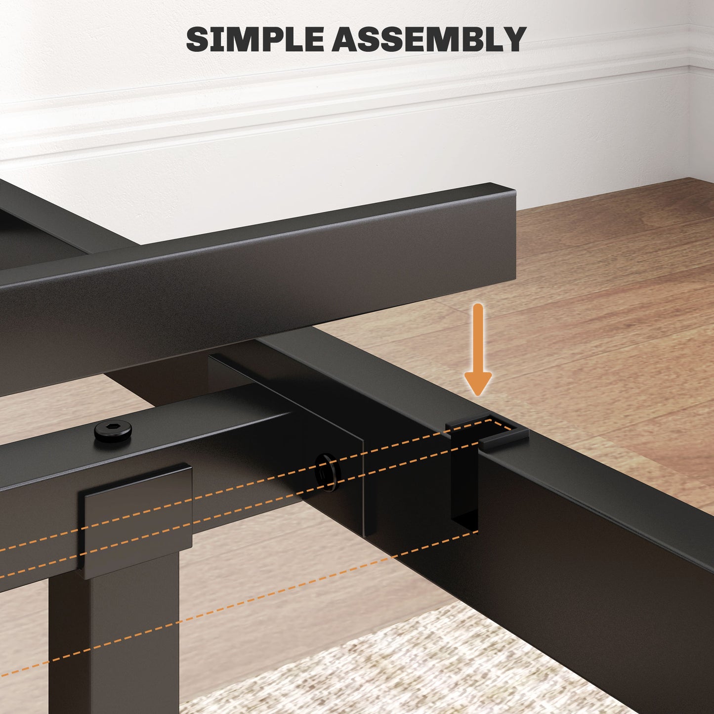 HOMCOM Metal Full Platform Bed Frame with Headboard, Steel Slat Support, Underbed Storage, No Box Spring Needed, Easy Assembly