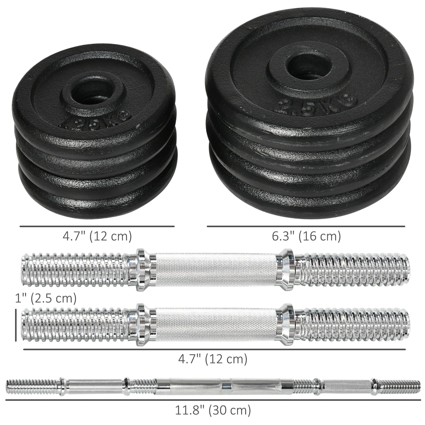 Soozier 44lbs 2-in-1 Adjustable Weight Barbell & Dumbbells Set, Free Weights Set with Non-Slip Handles for Home Gym Training, Black