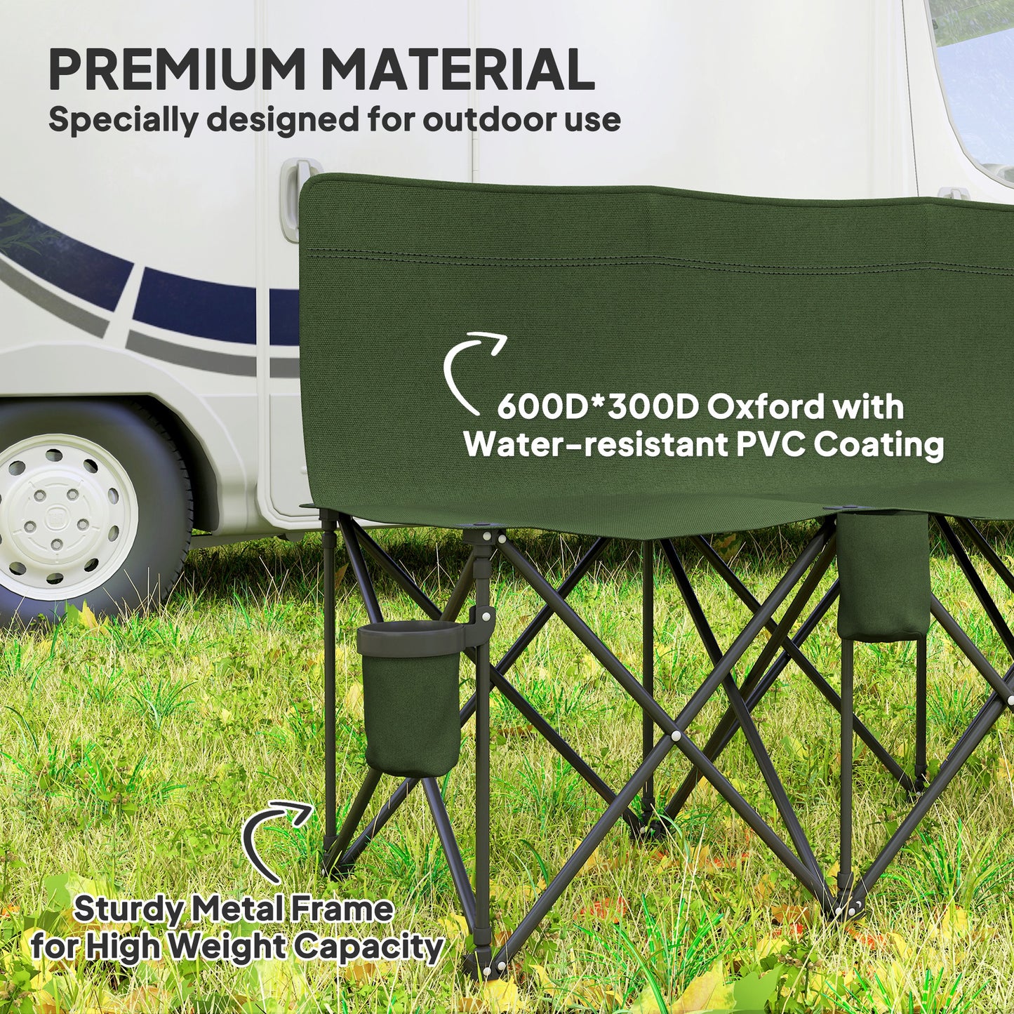 Outsunny 6 Seat Folding Camping Chair with Cup Holder and Carrying Case for Camping, Picnic, Sport Events, Black