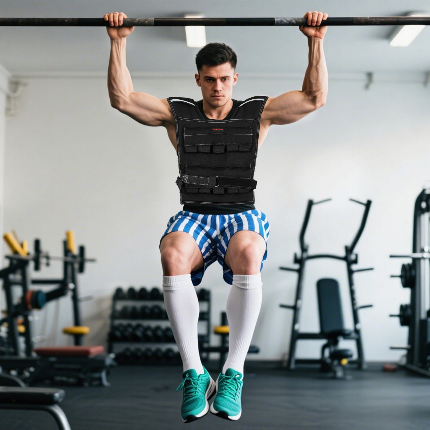 Soozier 44LBS Adjustable Weighted Vest, Weight Vest with Reflective Strips, Snug Fit for Men Women Running Strength Training