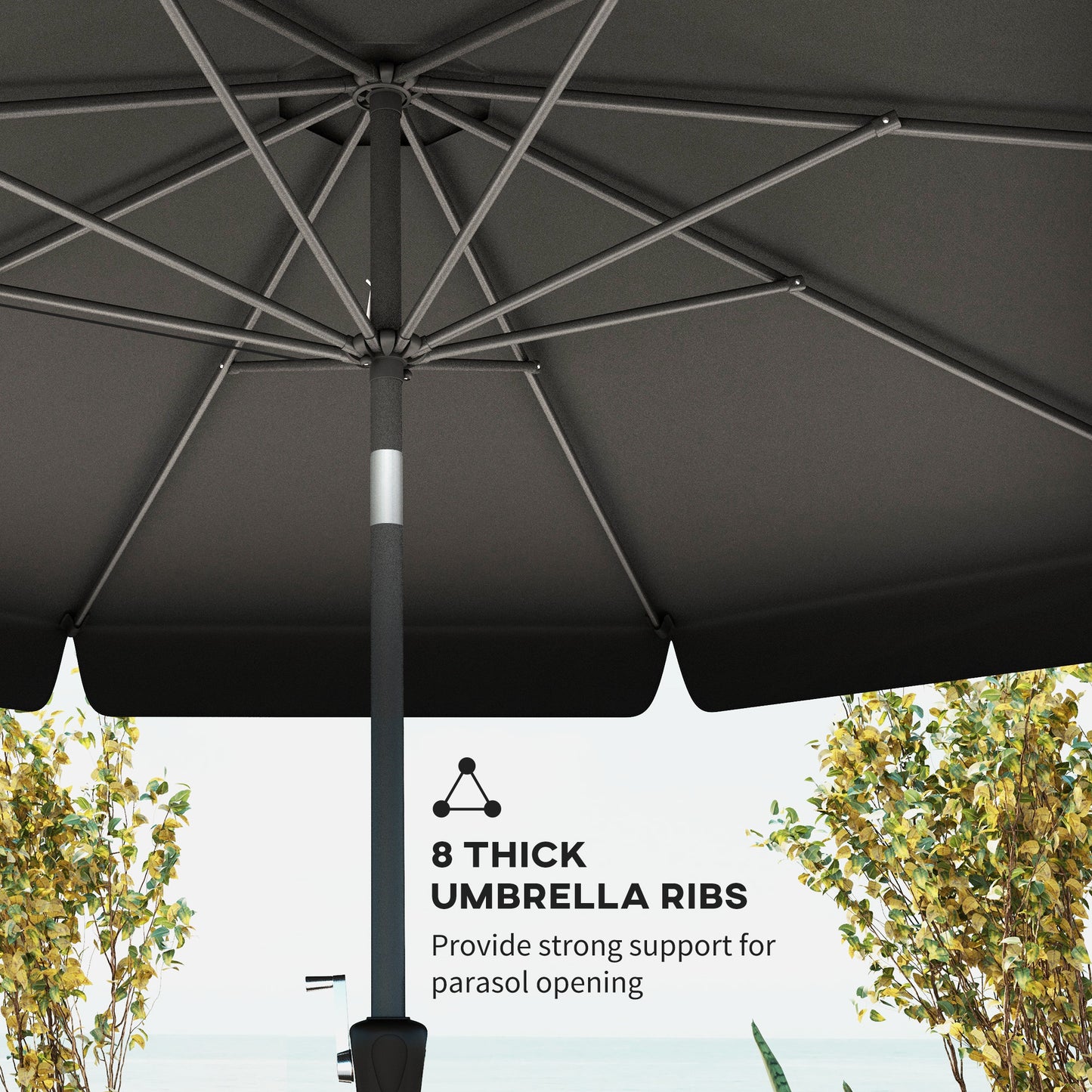 Outsunny 8.5 ft Outdoor Market Table Umbrella, Round Patio Umbrella with Tilt and Crank for Garden, Backyard, Deck, Wine Red