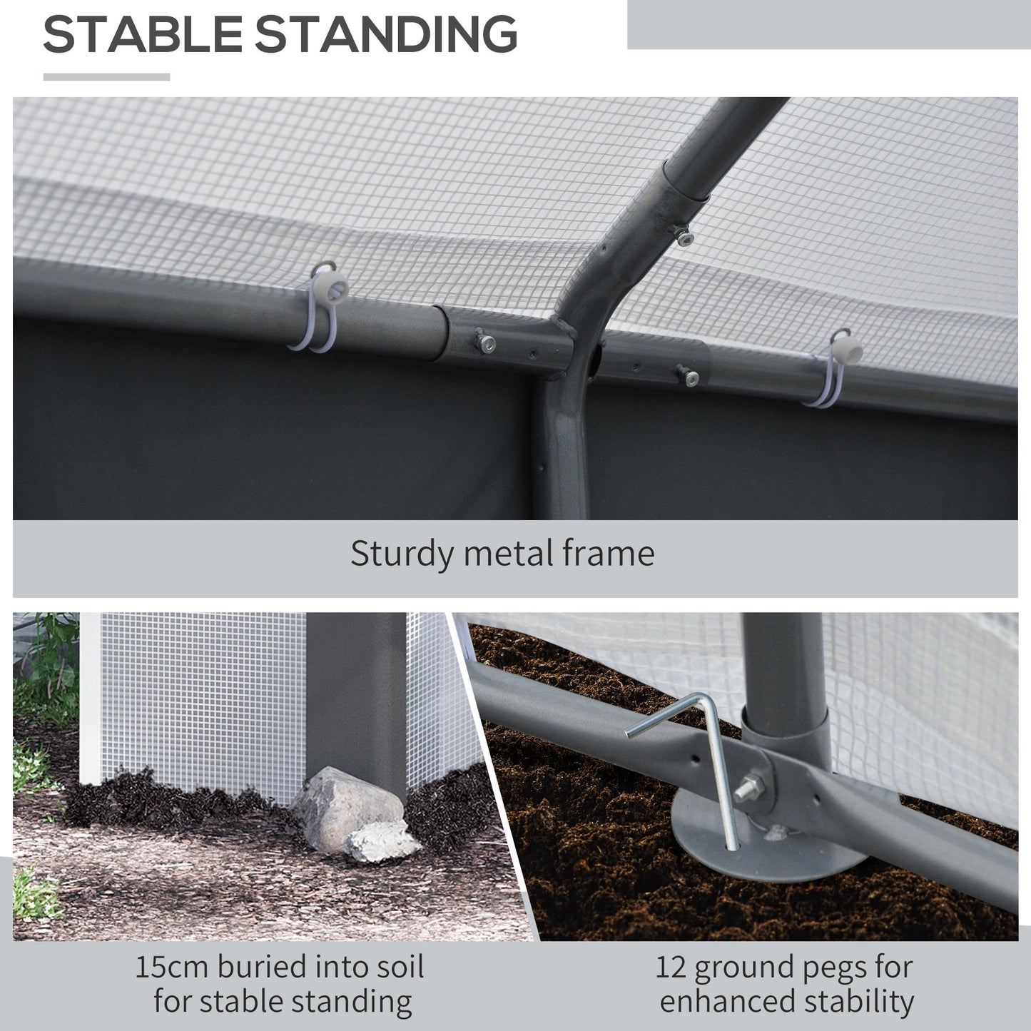 Outsunny 6.6' x 10' x 7' Heavy Duty Walk-In Greenhouse Vegetable Seed Growth Tent Outdoor Plant Growing Tunnel Warm House Flower Shed Backyard White