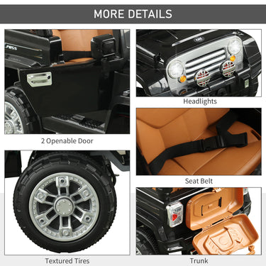 Aosom 12V Kids Electric Toy Car Jeep Power Wheels with Remote Control Black