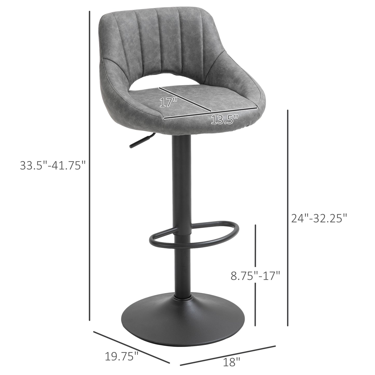HOMCOM Bar Stools Set of 2, Swivel Counter Height Barstools with Adjustable Height, Linen Upholstered Bar Chairs with Round Metal Base and Footrest, Blue
