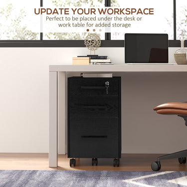 HOMCOM Lockable Vertical File Cabinet with Lock, 3 Drawer Filing Cabinet with Hanging Bars for Letter and A4 Size, Black