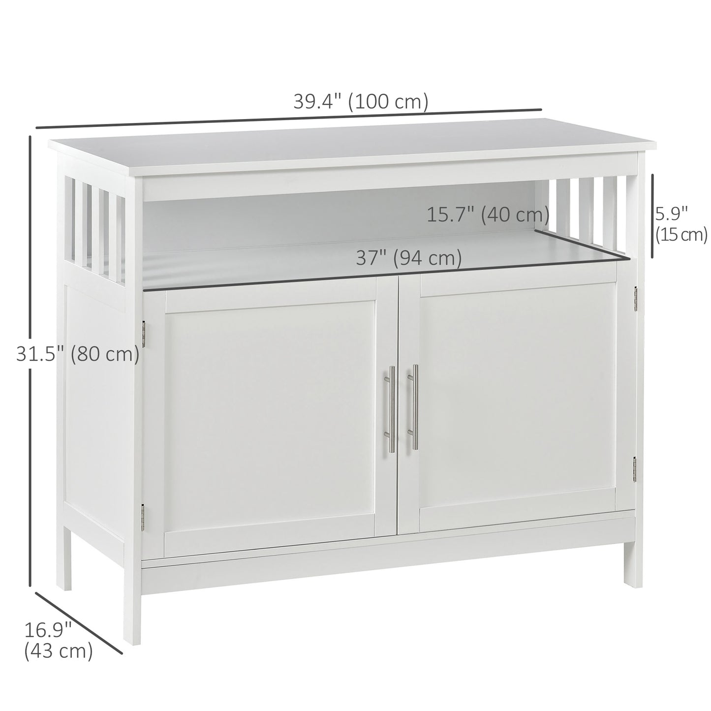 HOMCOM Wooden Console Table with Open Shelf and 2 layers Cabinet Kitchen Furniture