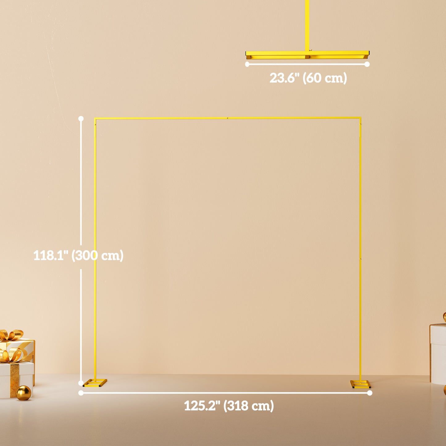 Outsunny 10FT x 10FT Wedding Arch Backdrop Stand, Metal Garden Balloon Arch Stand for Birthday Party, Bridal Shower, Graduation, Ceremony, Banquet Decorations, Gold