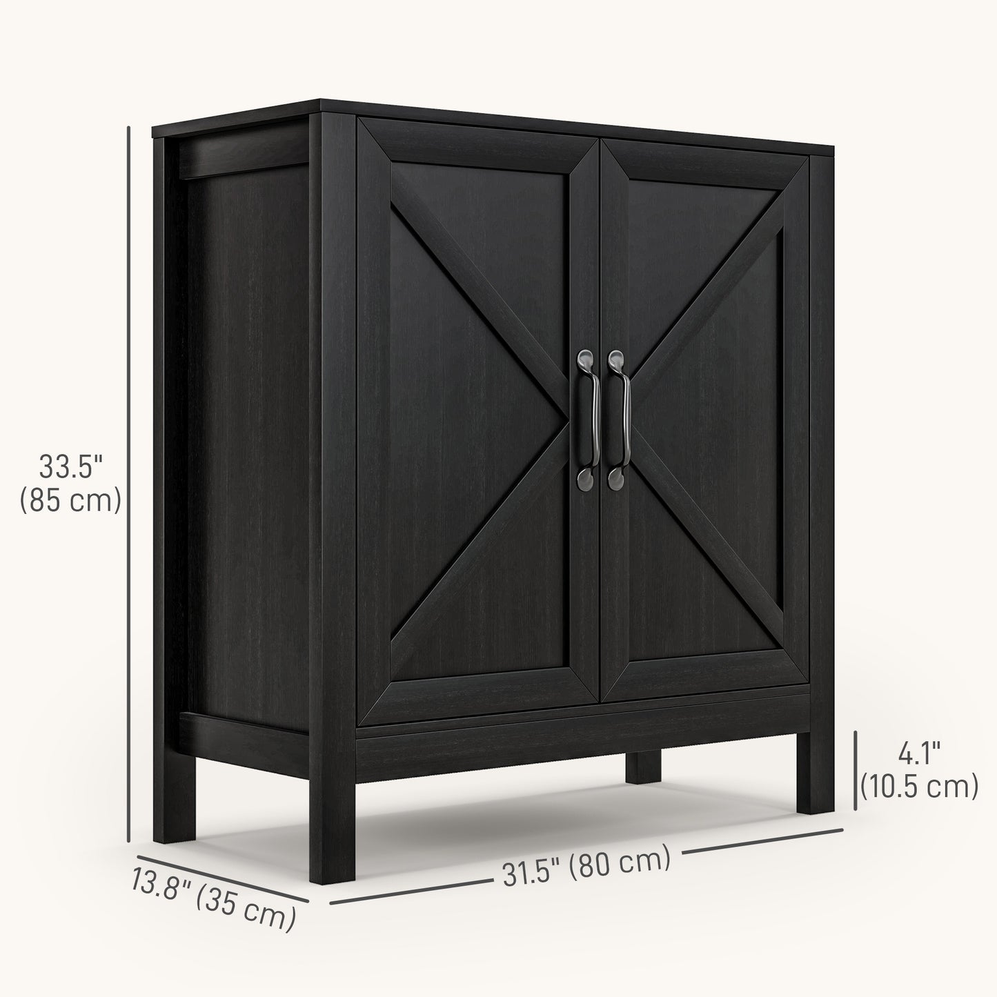 HOMCOM Sideboard Buffet, Kitchen Storage Cabinet with Barn Door and Adjustable Shelves, Storage Pantry, White Wood Grain