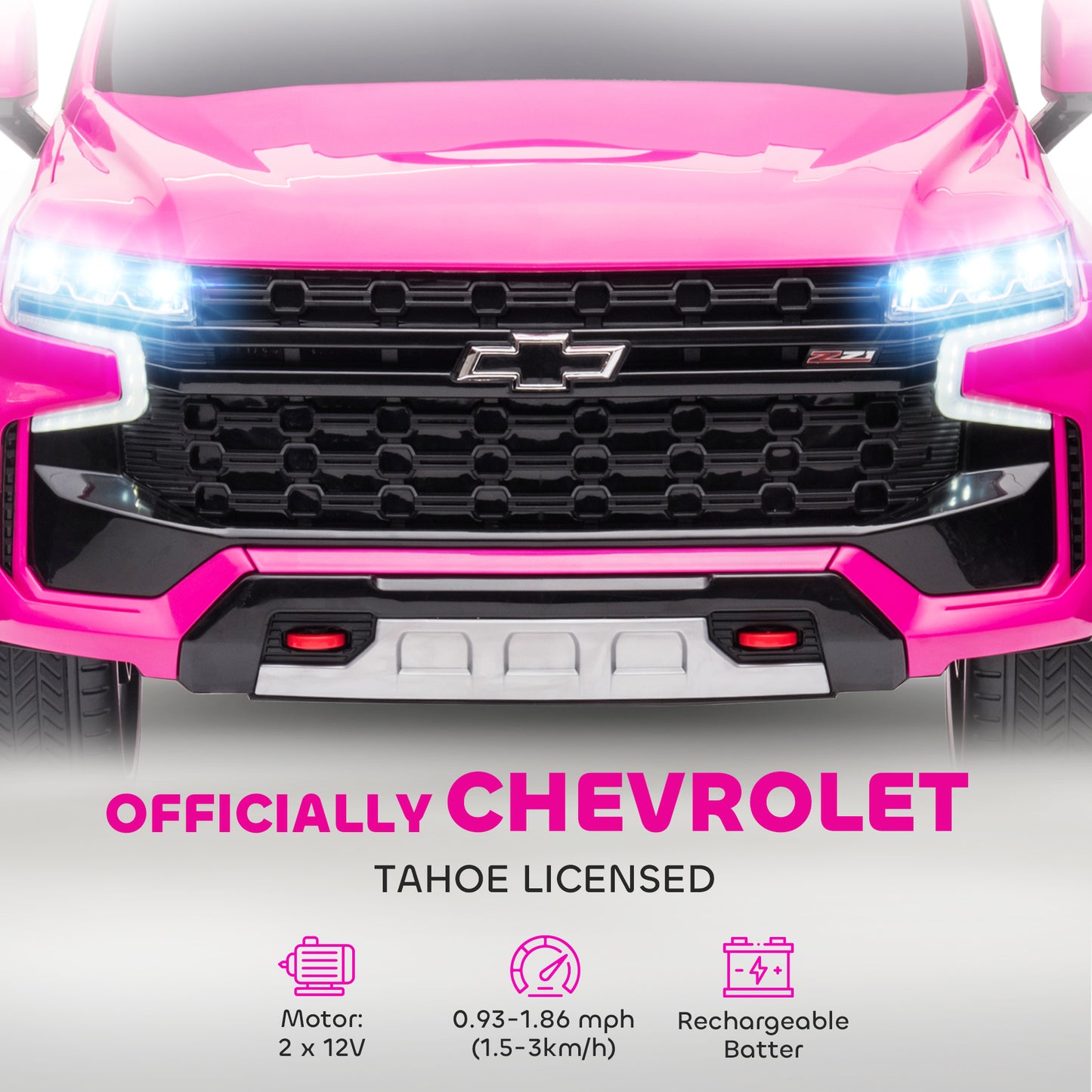 Aosom Licensed Chevrolet Tahoe Kids Ride on Car, 12V 7AH Toddler Electric Car with Parent Remote Control, 3 Speeds, Spring Suspension, LED Light, Horn, Music, Black
