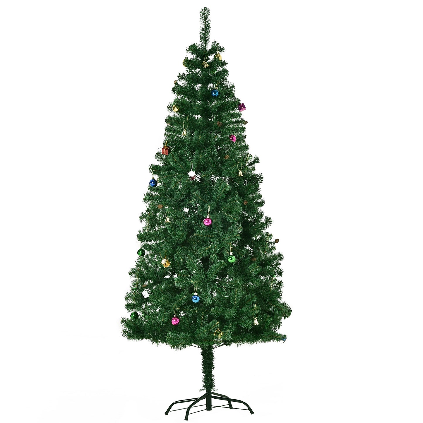 HOMCOM 4.9ft Green Christmas Tree Artificial Xmas Holidays Party with Decoration Ornament