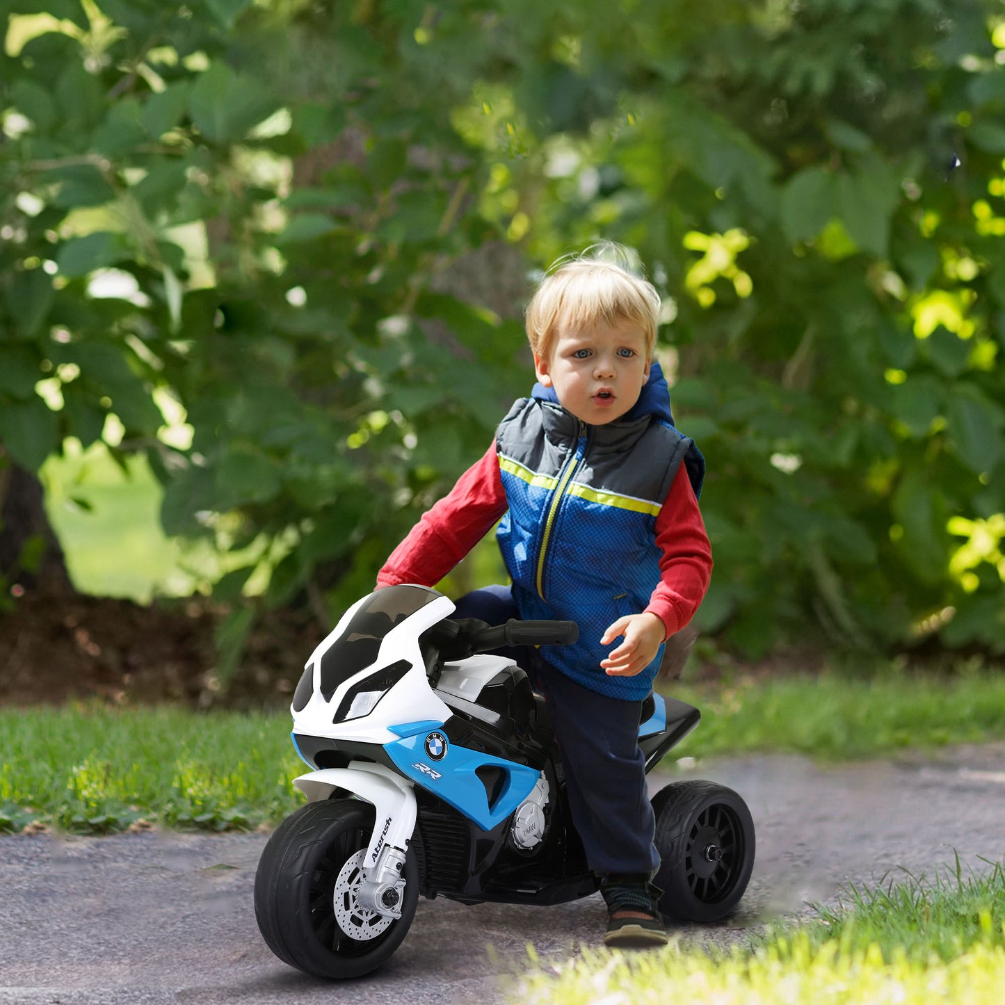 Aosom Kids Motorcycle, 6V Battery Powered Toddler Motorcycle with Headlight, Music, 3 Wheels Electric Motorcycle for Kids, Licensed BMW, Gift for Boys & Girls -Black