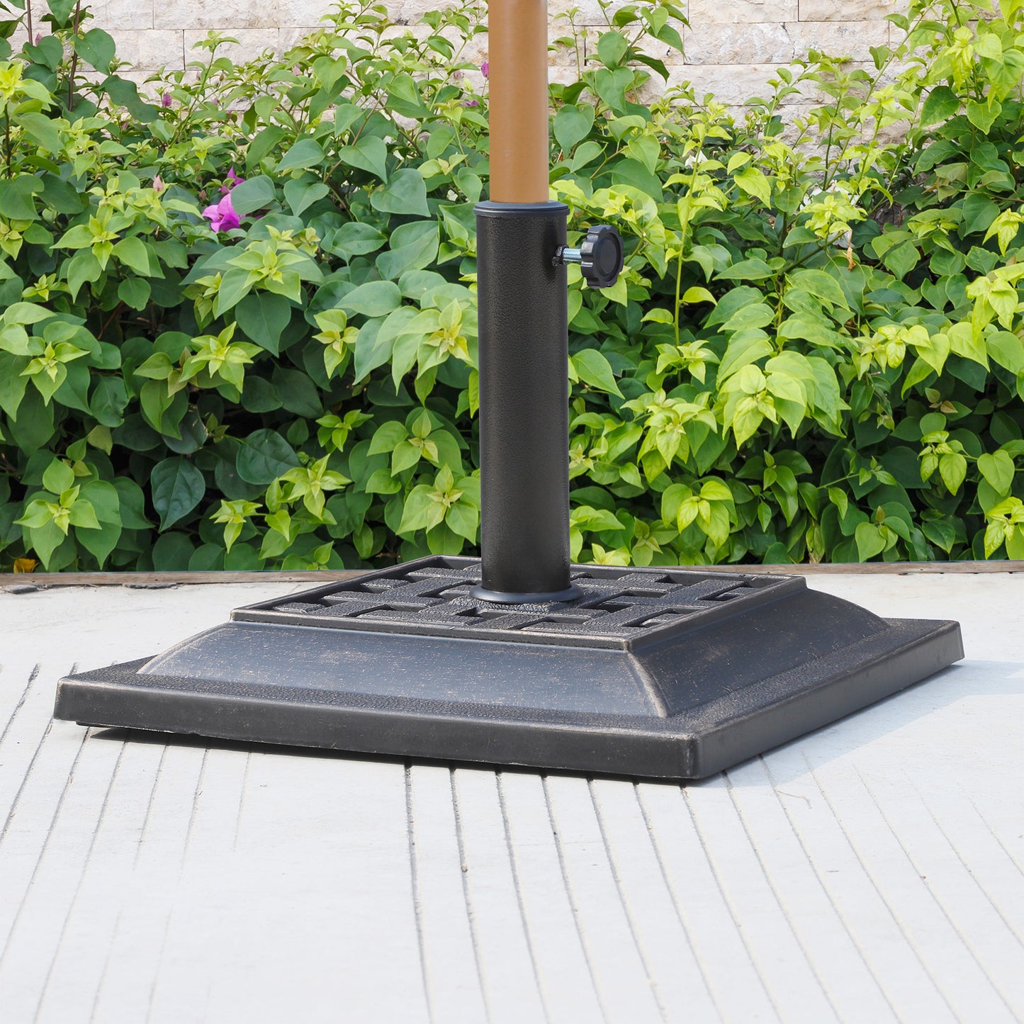Outsunny 29 lbs Market Umbrella Base Holder 16" Heavy Duty Square Parasol Stand for Patio, Outdoor, Backyard, Black