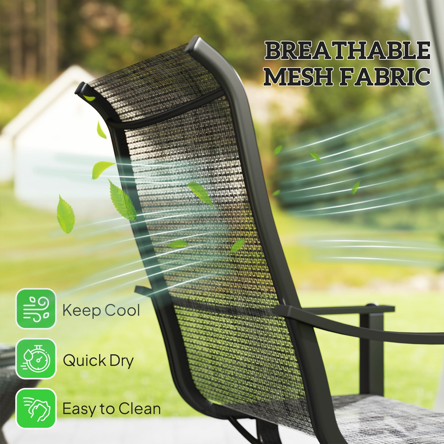Outsunny 2 Pieces Rocking Swivel Patio Chairs, Mesh Outdoor Swivel Dining Chairs with High Back and Curved Armrests, Mixed Grey